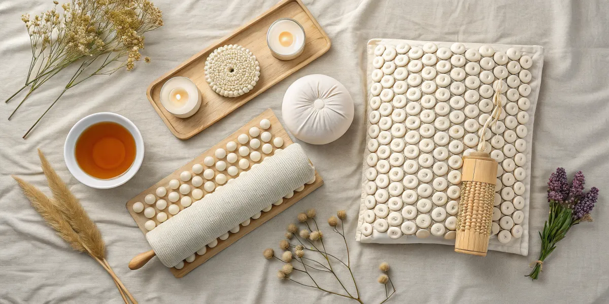image en flat lay d un kit complet d acupression p