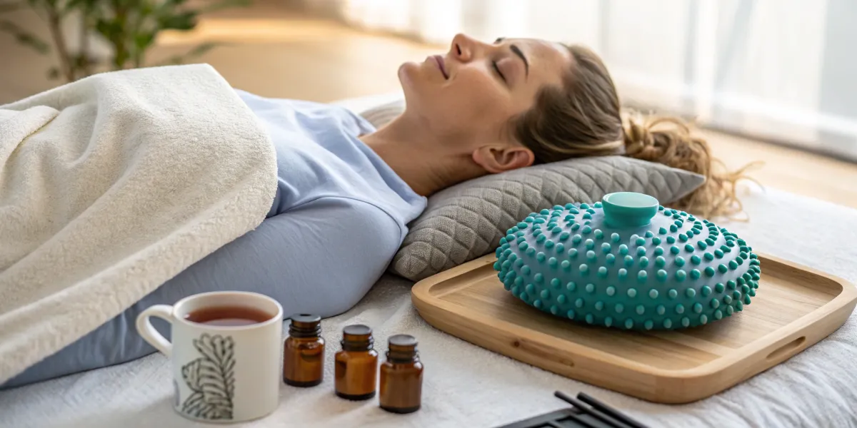 vue en gros plan d une femme utilisant un coussin