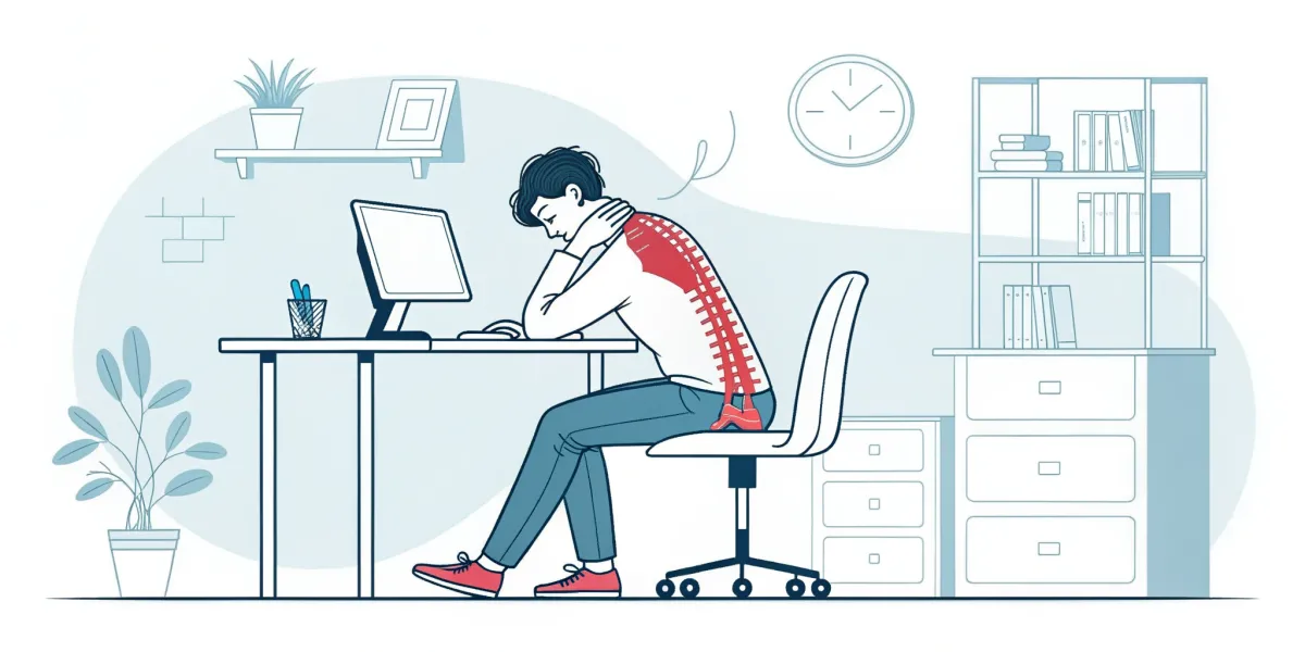 an illustration of a person with neck pain caused