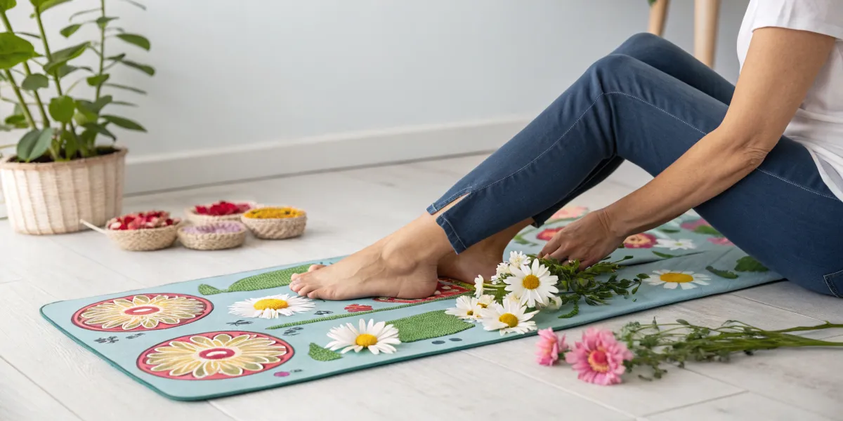 personne en train d utiliser un tapis champ de fle