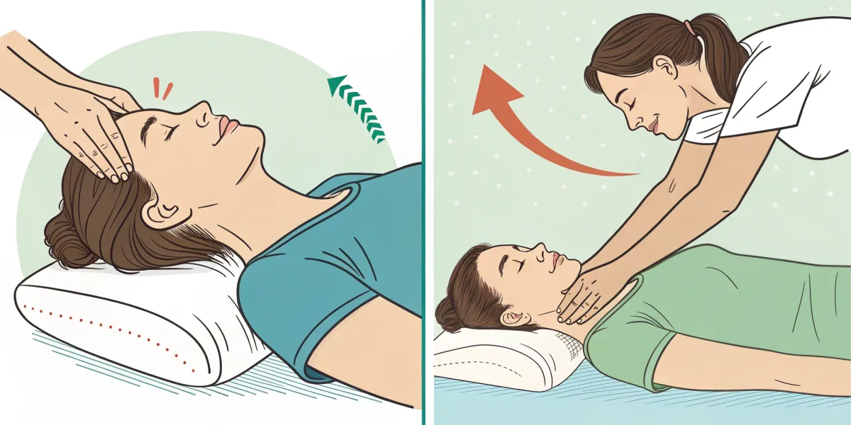 split screen comparison of neck massage and acupre