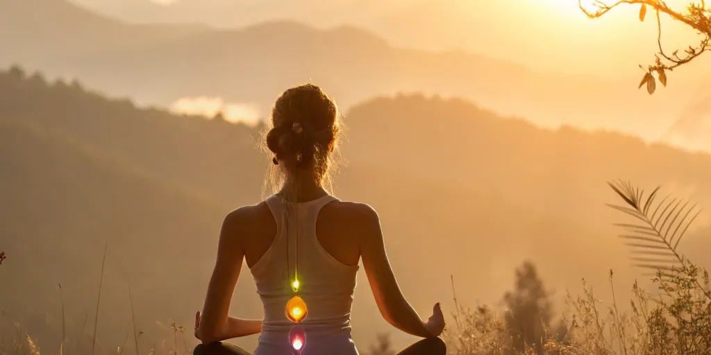 une femme en posture de yoga sur un tapis dans u