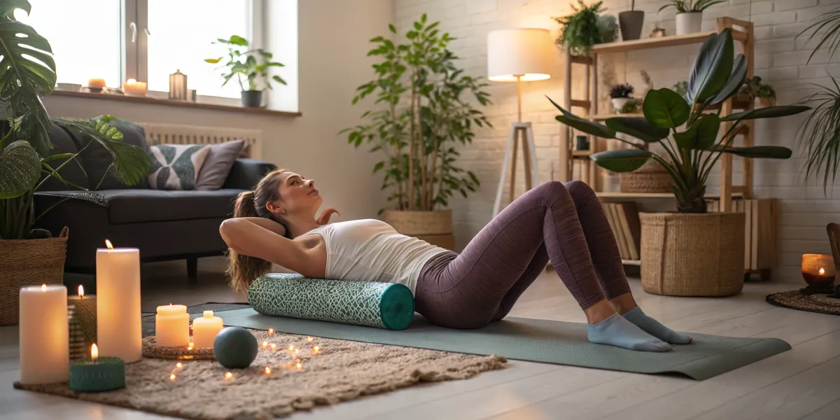 une femme sportive en tenue de yoga utilise un tap